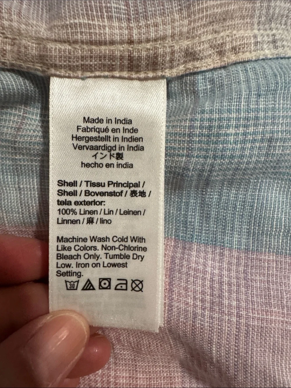 J Crew Baird McNutt Irish Linen Pastel Glen Plaid Button Down Shirt-XS Slim Fit
